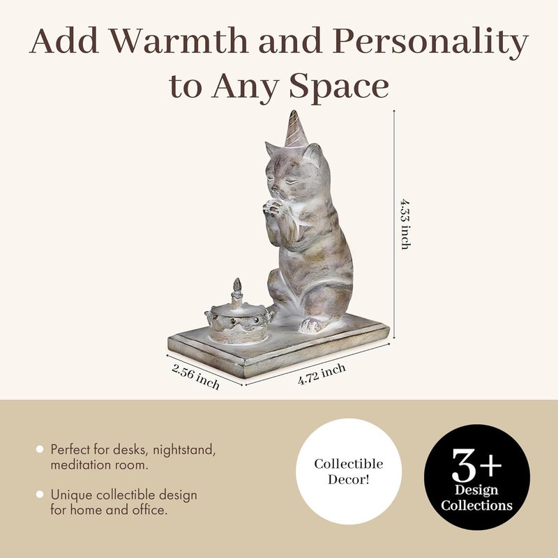 Young's Inc . Cat Figurine - Cute Cat Statue - Whimsical Cat Decor for Cat Lovers - Cat Collectibles and Meditation Decor - Cat with Birthday Cake - 4.72" L x 2.56" W x 4.33" H - Image 3